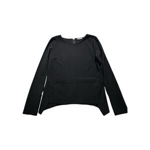 Halogen Black Zipper Flowy Oversized Career Blouse Long Sleeve Polyester XS *280